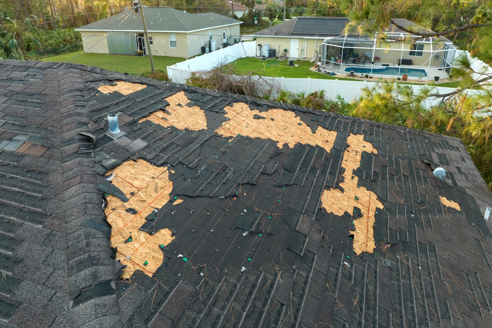 hail and wind damaged roof