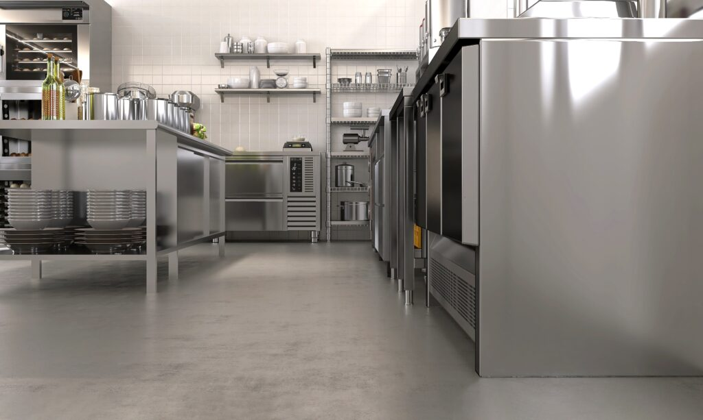 polished commercial kitchen flooring