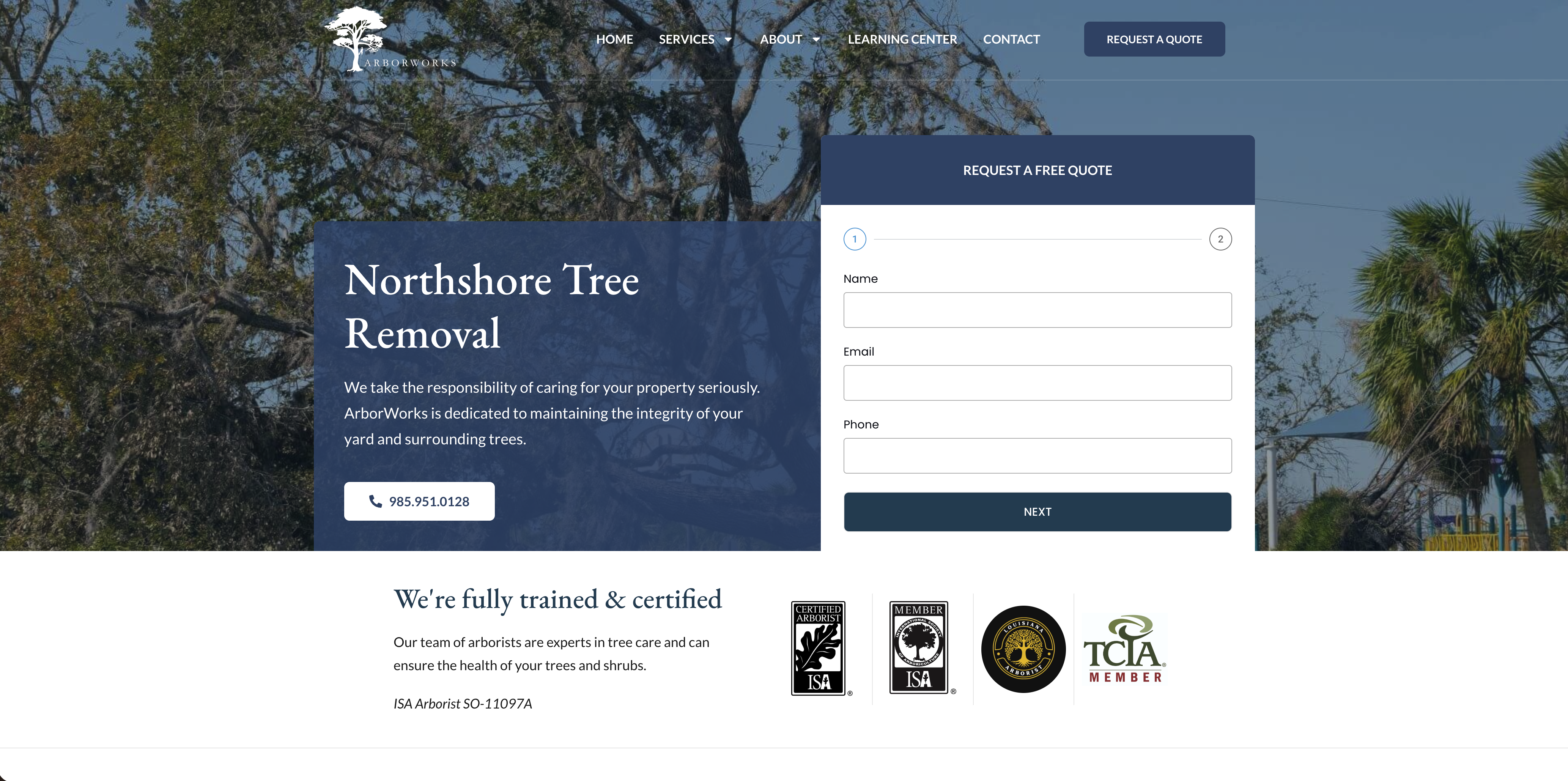 arborworks tree removal page